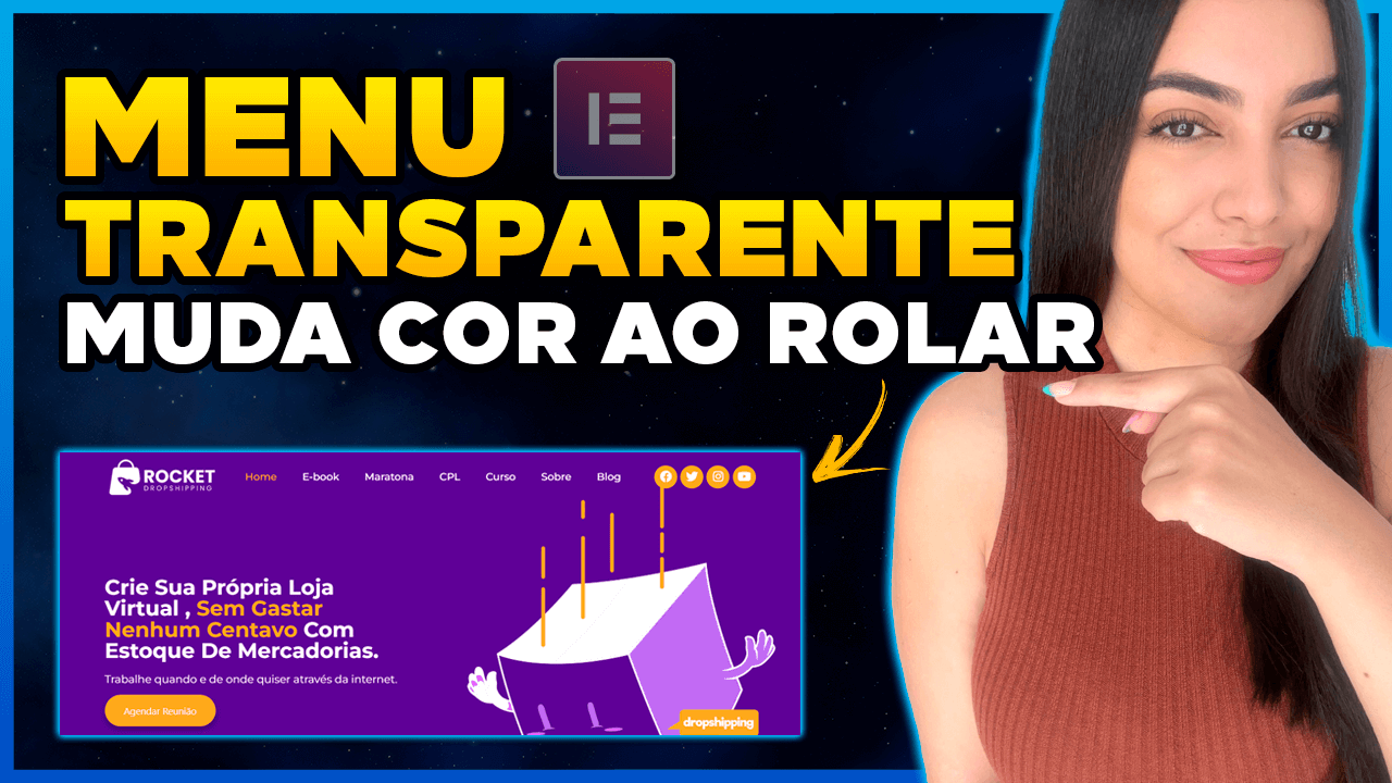 MENU FIXO e TRANSPARENTE + Mudar de Cor ao Rolar a Página com Elementor